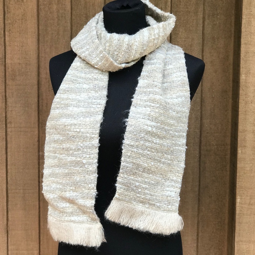 Donegal Designs Irish Knit Scarf Tan Wool Blend